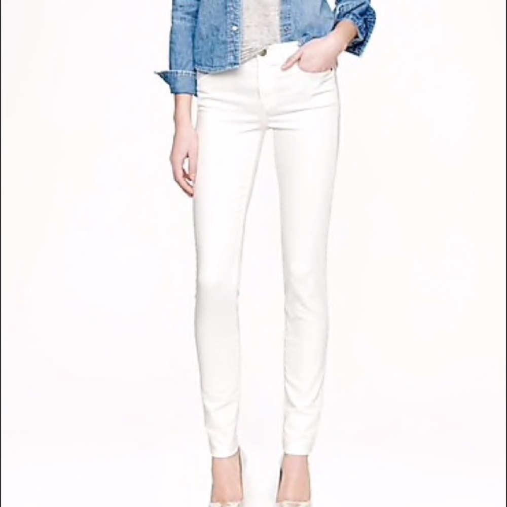 J. Crew Midrise Toothpick Jeans in White